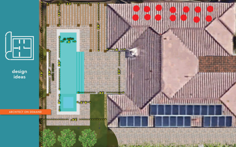 site plan, backyard, pool, hot tup, pergola, architect on demand, advice without strings