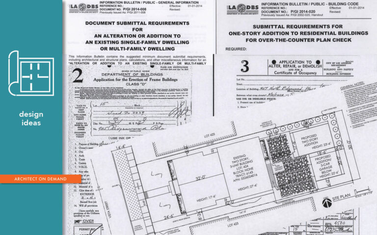 submittal requirements, one-story addition, alteration, architect on demand, advice without strings