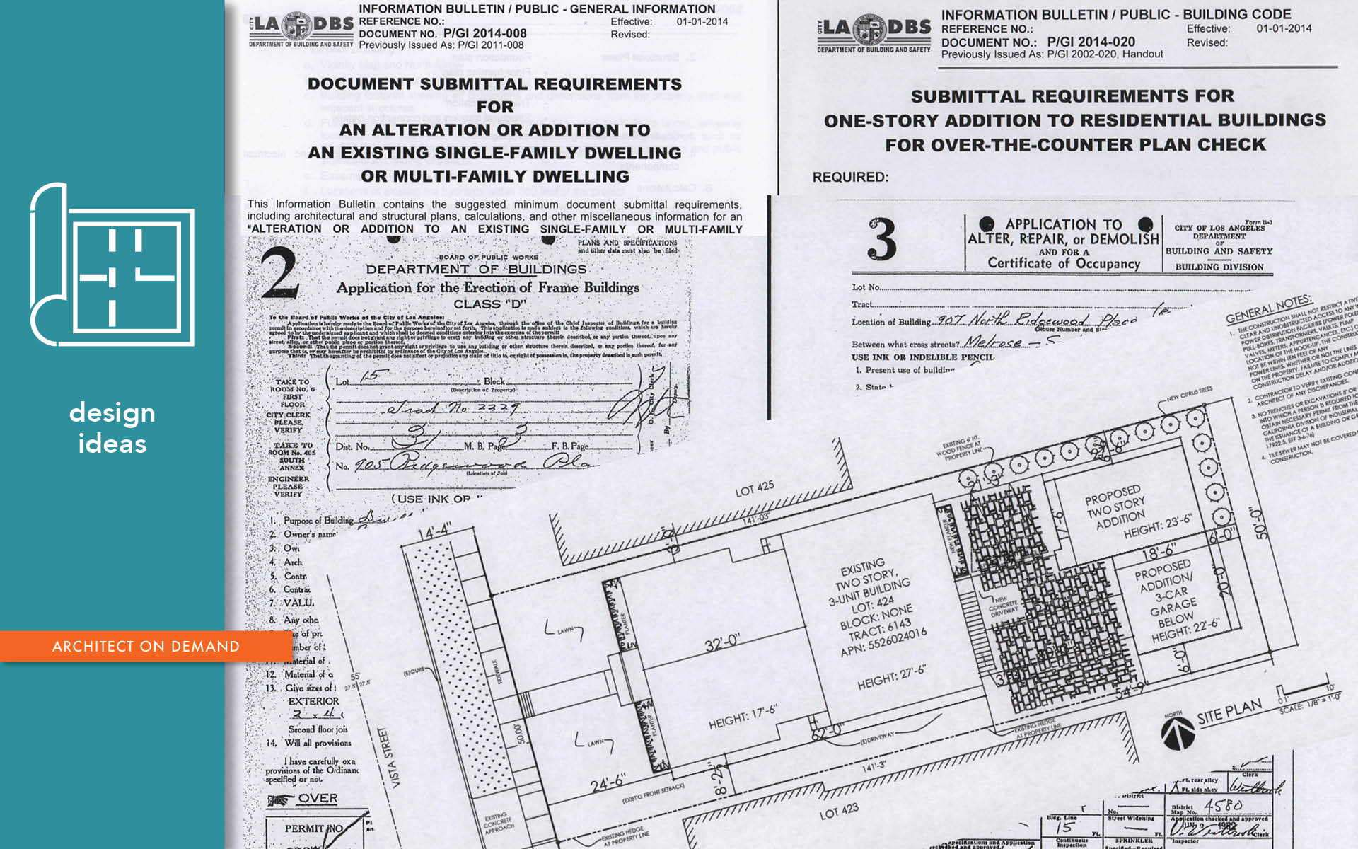 submittal requirements, one-story addition, alteration, architect on demand, advice without strings