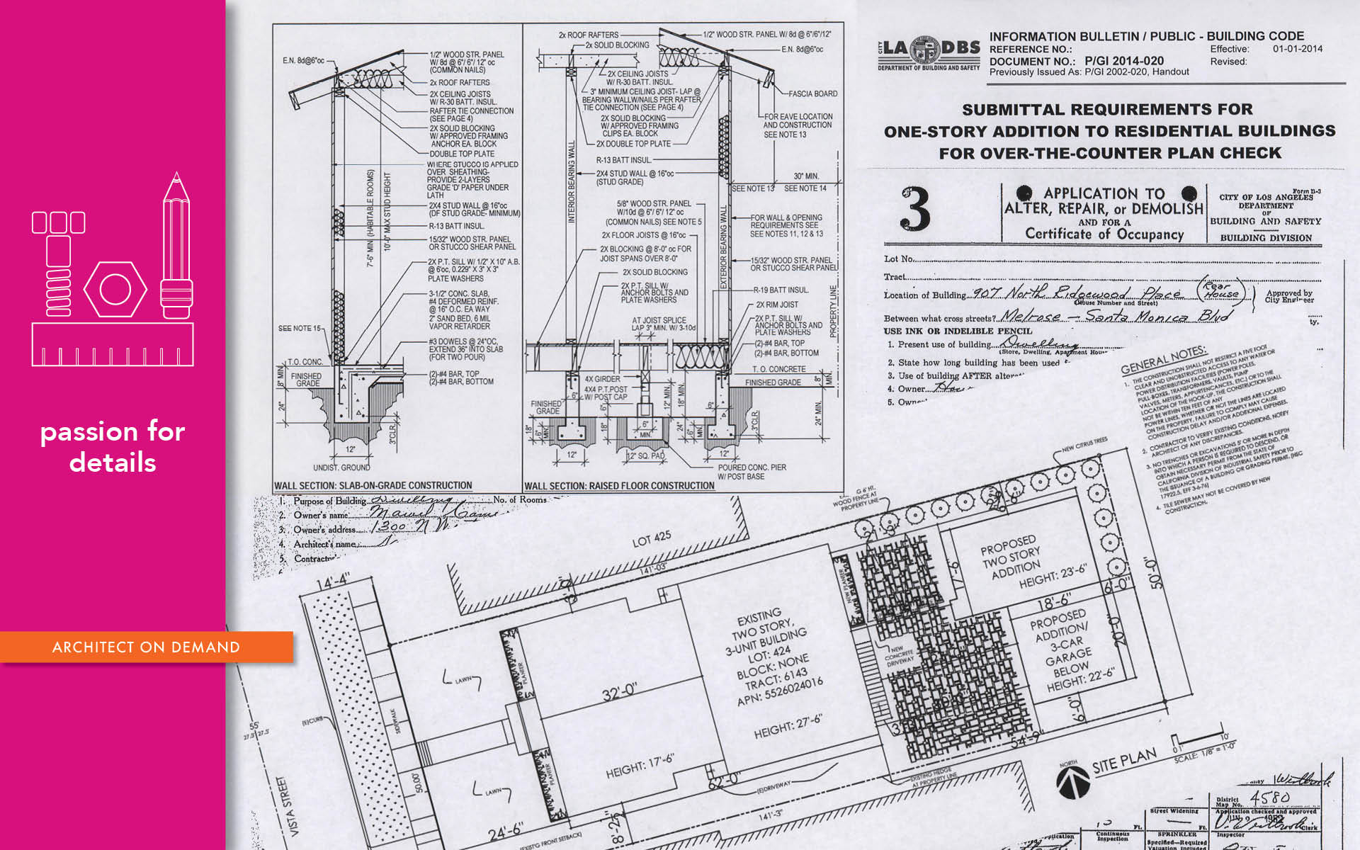 type v sheet, construction details, submittal requirements, architect on demand, advice without strings
